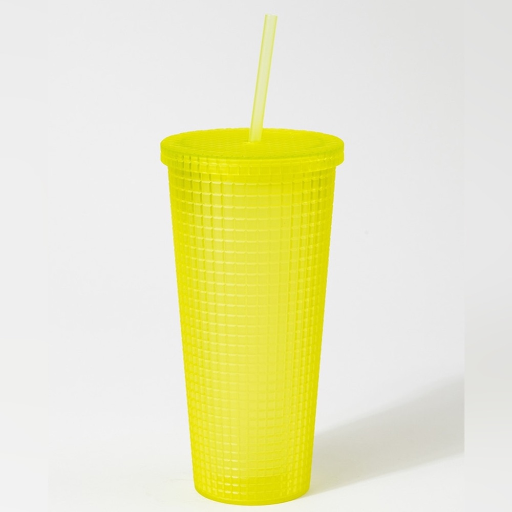 Francesca’s collection Neon Yellow Frosted Square Tumbler NWT